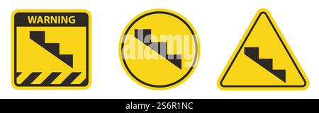 Vorsicht: Symbol für Steigungsschritt auf weißem Hintergrund isolieren, Vektorgrafik EPS.10 Stock Vektor