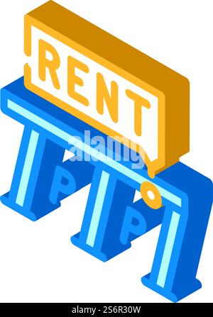 Isometrie Isometrie-Symbolvektor für Parkmieten. Parkplatzschild. Isolierte Symboldarstellung. Isometrie Isometrie Iconvektorillustration der Parkmiete Stock Vektor