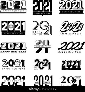 2021 Nummern. Weihnachtsfeier Dekoration Logo Handbeschriftung Elemente aktuelle Vektor Icons Kollektion. Neujahr 2021, Illustration der Feiertage. 2021 Nummern. Weihnachtsfeier Dekoration Logo Handbeschriftung Elemente aktuelle Vektor Icons Kollektion Stock Vektor