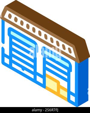 Isometrischer Symbolvektor für Lagermiete. Schild für Lagervermietung. Isolierte Symboldarstellung. Isometrie Isometrie Isometrie Vektorillustration Lagermiete Stock Vektor