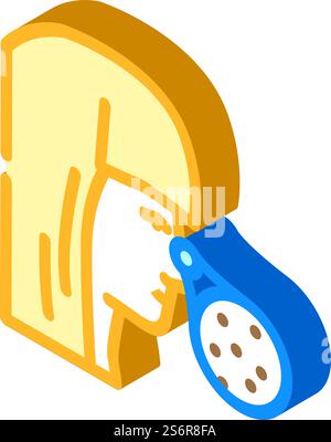 Schwarze Punkte auf dem isometrischen Symbolvektor der Fläche. Schwarze Flecken auf dem Gesichtsschild. Isolierte Symboldarstellung. Schwarze Punkte auf der Fläche isometrischer Symbolvektorgrafik Stock Vektor