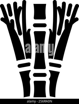 Bambus Sticks Glyphe Symbol Vektor. Bambus-Stöcke-Schild. Schwarze Abbildung des isolierten Kontursymbols. Bambus Sticks Glyphe Symbol Vektor Illustration Stock Vektor