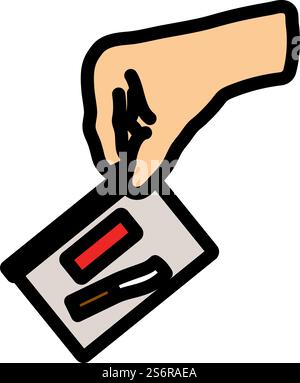 Symbol „Hand Halten: Beweisfach“. Editierbare Fett Formatigte Kontur Mit Farbfüllungsdesign. Vektorgrafik. Stock Vektor