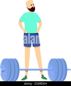 Rusting Langhantelsportler Icon Cartoon Vektor. Workout-Mann. Fitnessstudio. Rusting Langhantelsportler Icon Cartoon Vektor. Workout-Mann Stock Vektor