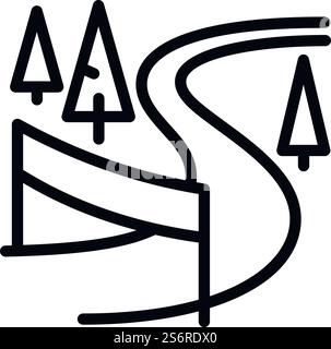 Symbol des Skigebietes. Skizzieren Sie das Vektorsymbol des Skigebietes für Webdesign isoliert auf weißem Hintergrund. Symbol des Skigebietes, Outline-Stil Stock Vektor