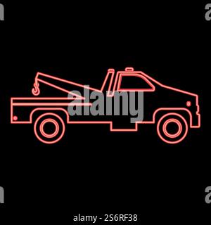 Neon Pannenfahrzeug rote Farbe Vektor Illustration Bild flache Art Licht. Neon Pannenfahrzeug rote Farbe Vektor Illustration Bild flach Stil Stock Vektor