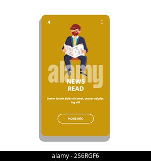 Finanznachrichten Lesen Sie Geschäftsmann In Der Zeitung Vector. Financial Or World News Read Business Man In Paper. Charakter Guy Liest Artikel Information Flat Cartoon Illustration. Finanznachrichten Lesen Sie Geschäftsmann In Der Zeitung Vector Stock Vektor