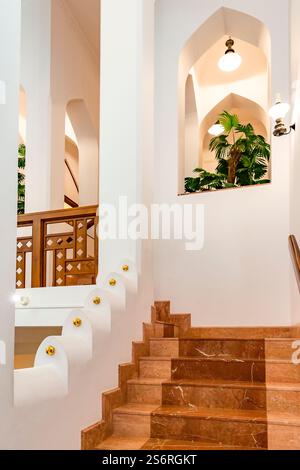 Treppe, Bait al Zubair, Museum, ehemaliges Herrenhaus der Familie Zubair, Muscat, Muscat, Oman, Arabische Halbinsel, Naher Osten, Asien Stockfoto