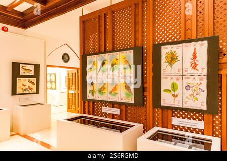 Briefmarkensammlung, Bait al Zubair, Museum, ehemaliges Herrenhaus der Familie Zubair, Maskat, Oman, Arabische Halbinsel, Naher Osten, Asien Stockfoto