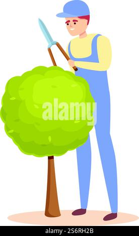 Schere Baum Trimmen Symbol Cartoon Vektor. Verkleidungshülse. Rasenarbeiter. Schere Baum Trimmen Symbol Cartoon Vektor. Verkleidungshülse Stock Vektor