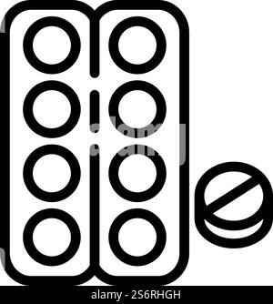 Symbol für die Grippe-Blisterpackung. Umriß Grippe Blister Vektor Symbol für Web-Design isoliert auf weißem Hintergrund. Grippe Blister Symbol, Umrissstil Stock Vektor