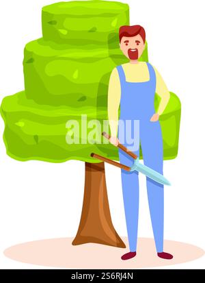 Gartenarbeiter Icon Cartoon Vektor. Baumhecke. Schneidmann. Gartenarbeiter Icon Cartoon Vektor. Baumhecke Stock Vektor