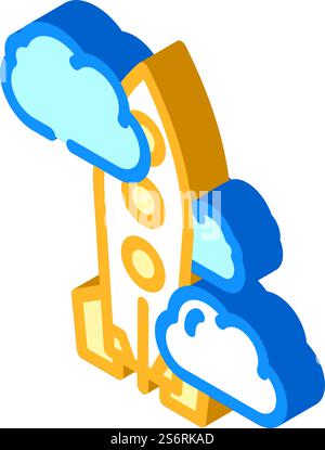 Raketenstart isometrischer Symbolvektor. Raketenstartschild. Isolierte Symboldarstellung. Isometrisches Symbol Vektor-Illustration des Raketenstarts Stock Vektor