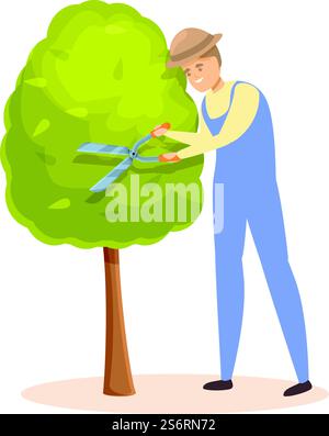Bauer Baum schneiden Icon Cartoon Vektor. Gartenhecke. Arbeitsgras. Bauer Baum schneiden Icon Cartoon Vektor. Gartenhecke Stock Vektor
