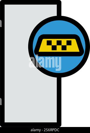 Symbol Für Den Taxistand. Editierbare Fett Formatigte Kontur Mit Farbfüllungsdesign. Vektorgrafik. Stock Vektor