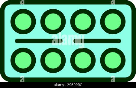 Pille Blister Symbol Umrissvektor. Arzneimitteltablette. Gesundheitswelt. Pille Blister Symbol Umrissvektor. Arzneimitteltablette Stock Vektor