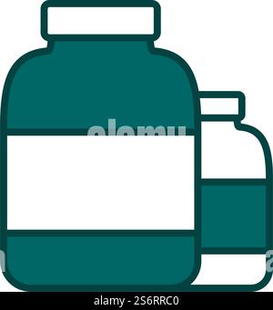 Symbol Für Den Behälter „Pillen“. Editierbare Fett Formatigte Kontur Mit Farbfüllungsdesign. Vektorgrafik. Stock Vektor