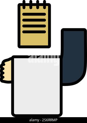 Kellner Nehmen Das Symbol Oder. Editierbare Fett Formatigte Kontur Mit Farbfüllungsdesign. Vektorgrafik. Stock Vektor