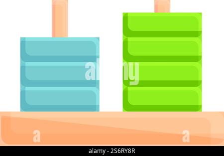 Montessori Turm Spielzeug Icon Cartoon Vektor. Holzschule. Mathematik für Kinder Montessori Turm Spielzeug Icon Cartoon Vektor. Holzschule Stock Vektor
