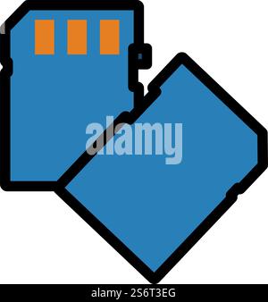 Symbol Speicherkarte. Editierbare Fett Formatigte Kontur Mit Farbfüllungsdesign. Vektorgrafik. Stock Vektor
