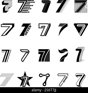 Sieben Logo. Geschäftsgrafik-Vorlagen mit Buchstaben Nummer 7 für Logodesign-Projekte aktuelle Vektorbilder. Illustration des Schriftzeichens „Alphabet Business Sieben“. Sieben Logo. Geschäftsgrafik-Vorlagen mit Buchstaben Nummer 7 für Logodesign-Projekte aktuelle Vektorbilder Stock Vektor