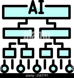 Modellstruktur des AI-Schemas-Symbols. Netzwerkmaschine. Digitale Schaltung. Modellstruktur des AI-Schemas-Symbols. Netzwerkmaschine Stock Vektor