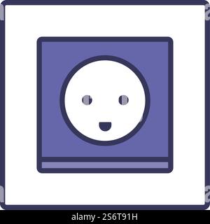 Symbol Für Elektrische Steckdose In Österreich. Editierbare Fett Formatigte Kontur Mit Farbfüllungsdesign. Vektorgrafik. Stock Vektor
