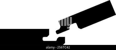Verbindung von zwei Brettern in der Nut Holzfußboden Konstruktion Fuge frei Profil Ansicht Symbol Schwarz Farbe Vektor Illustration Bild flach Stil einfach. Verbindung von zwei Brettern in der Nut Holzfußboden Konstruktion Fuge frei Profil Ansichtssymbol Schwarz Farbe Vektor Illustration Bild flach Stil Stock Vektor