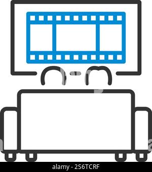 Cinema Sofa Icon. Editierbare Fettformatier Umriss Mit Farbfülldesign. Vektorgrafik. Stock Vektor