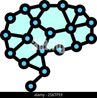 Neuronaler Konturvektor des KI-Symbols. Kopfhirn. Digitale Schaltung. Neuronaler Konturvektor des KI-Symbols. Kopfhirn Stock Vektor