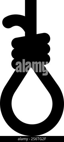 Schleife für Galgen Hangman&rsquo;s Schlinge Seil Selbstmord Lynchen Symbol Schwarz Farbe Vektor Illustration Bild flach Stil einfach. Schleife für Galgen Hangman&rsquo;s Schlinge Seil Selbstmord Lynchen Symbol Schwarz Farbe Vektor Illustration Bild flach Stil Stock Vektor