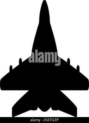 Jet Flugzeug Jagd Militär Icon schwarz Farbe Vektor Illustration Bild flach Stil einfach. Jet Flugzeug Jagdjäger reaktive Verfolgung Militär Icon schwarz Farbe Vektor Illustration Bild flach Stil Stock Vektor