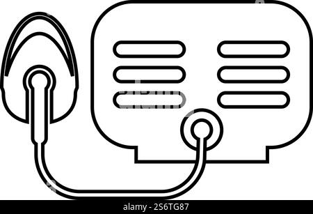 Vernebler mit Maskenkontur Kontur Linie Symbol Schwarz Farbe Vektor Illustration Bild dünn flach Stil einfach. Vernebler mit Maskenkontur Umrisslinie Symbol Schwarz Farbe Vektor Illustration Bild dünn flach Stil Stock Vektor