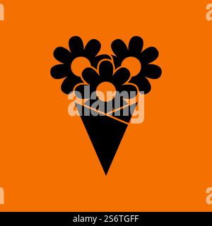 Symbol für den Tag der Mutter (&rsquo;s). Schwarz auf orangefarbenem Hintergrund. Vektorabbildung. Stock Vektor