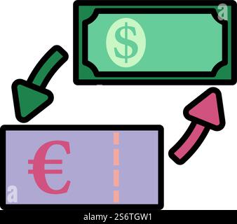 Symbol Für Den Devisenwechsel. Editierbare Fett Formatigte Kontur Mit Farbfüllungsdesign. Vektorgrafik. Stock Vektor