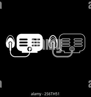 Vernebler mit Maskenset Symbol weiß Farbe Vektor Illustration Bild einfach ausgefüllt Kontur Linie dünn flach Stil. Vernebler mit Maskenset Symbol weiß Farbe Vektor Illustration Bild einfarbig füllen Kontur Linie dünn flach Stil Stock Vektor