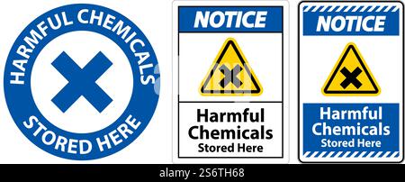 Beachten Sie, Dass Hier Gespeicherte Schädliche Chemikalien Auf Weißem Hintergrund Angezeigt Werden Stock Vektor