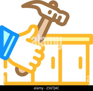 Küche Arbeitsplatte Reparatur Farbe Symbol Vektor. Reparaturschild für Küchenarbeitsplatten. Isolierte Symboldarstellung. Küche Arbeitsplatte Reparatur Farbe Symbol Vektor Illustration Stock Vektor