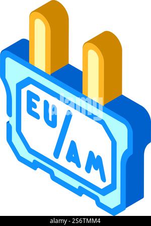 Isometrischer Symbolvektor für Adaptersockel. Adapter-Socket-Zeichen. Isolierte Symboldarstellung. Isometrische Symbolvektorgrafik der Adapterbuchse Stock Vektor