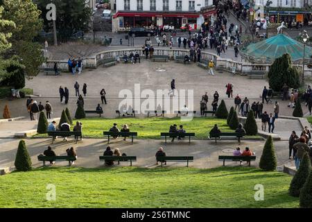 Frankreich, Paris, 75, 18. Bezirk, Quartier Montmartre, Square Willette, Dezember 2023 Stockfoto