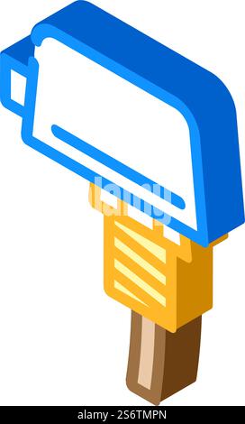 Isometrischer Symbolvektor des Flüssigkeitsstromschalters. Schild für Flüssigkeitsdurchflussschalter. Isolierte Symboldarstellung. Abbildung des isometrischen Symbols des Flüssigkeitsstromschalters Stock Vektor