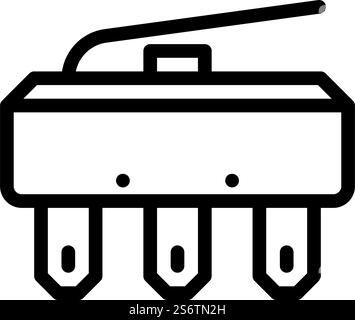 Drucktastenschalter - Symbol Vektor. Drucktastenschalter Schild. Schwarze Abbildung des isolierten Kontursymbols. Drucktastenschalter, Linie, Vektorgrafik Stock Vektor