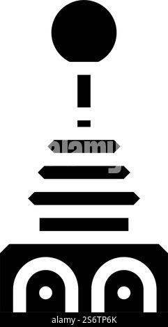 Symbol für Glyphen-Symbol des Flüssigkeitsstromschalters. Schild für den Mechanismus des Flüssigkeitsstromschalters. Schwarze Abbildung des isolierten Kontursymbols. Abbildung des Symbols für das Glyphe-Symbol des Flüssigkeitsstromschalters Stock Vektor