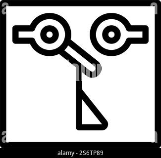 Positionssymbolvektor des Endschaltermechanismus. Schild Endschaltermechanismus. Schwarze Abbildung des isolierten Kontursymbols. Darstellung des Symbols des Begrenzungsschalters Stock Vektor