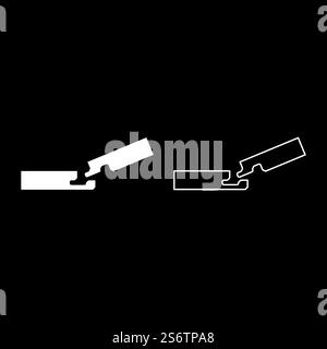 Verbindung von zwei Brettern in der Nut Holzfußboden Konstruktion Fuge Freiprofil Ansicht Symbol weiß Farbe Vektor Illustration Bild einfache Vollfüllung Kontur Linie dünn flach Stil. Verbindung von zwei Brettern in der Nut Holzbodenkonstruktion Fuge Freiprofil Ansicht Symbol weiß Farbe Vektor Illustration Bild Vollflächig füllen Kontur Linie dünn flach Stil Stock Vektor