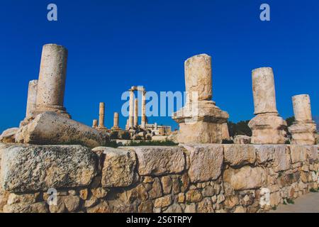 Jordanien, Naher Osten, Amman. Zitadelle und römischer Herkules-Tempel Stockfoto