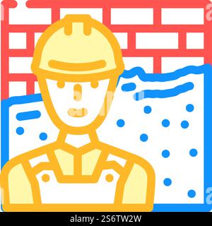 Gipser Arbeiter Farbe Symbol Vektor. Schild für Gipserarbeiter. Isolierte Symboldarstellung. Gipserarbeiter Farbe Symbol Vektor Illustration Stock Vektor