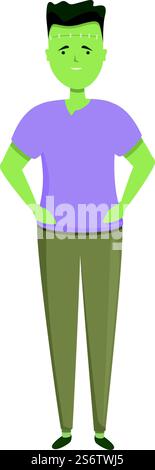 Grüne Zombie-Ikone Cartoon-Vektor. Halloween Kostüm. Süßes Kind. Grüne Zombie-Ikone Cartoon-Vektor. Halloween Kostüm Stock Vektor