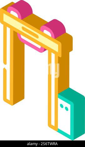 Arch Metalldetektor Flughafenausrüstung isometrischer Symbolvektor. Metalldetektor-Schild für Flughafenausrüstung. Isolierte Symboldarstellung. Arch Metalldetektor Flughafenausrüstung isometrische Symbol Vektor-Illustration Stock Vektor