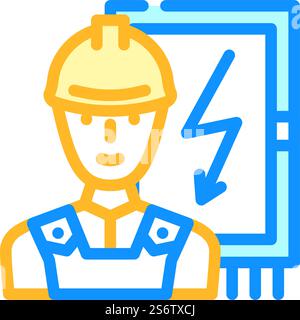 Farbsymbolvektor des Elektriker-Reparaturwerkzeugs. Schild für Elektriker-Servicebetrieb. Isolierte Symboldarstellung. Elektriker Reparaturmann Farbe Symbol Vektor Illustration Stock Vektor